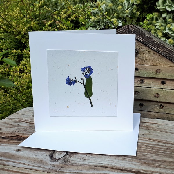 Real Forget-Me-Not Card, Personalised Pressed Flower Card, Mother's Day Card, Mum Birthday Card