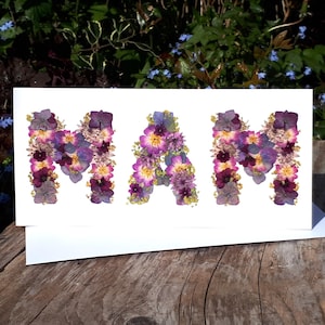 Mam Birthday Card, Pressed Flower PRINT