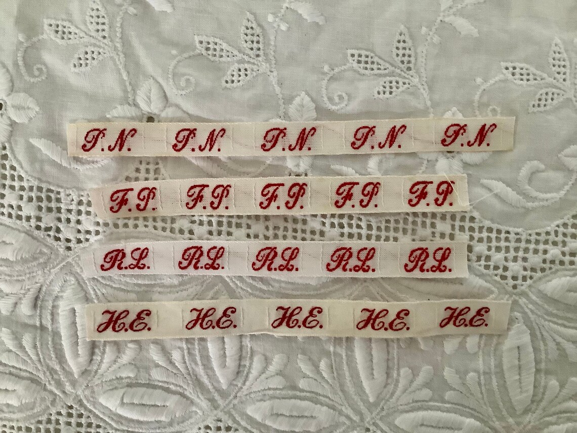 10 Labels Vintage French Laundry Labels Monograms Initials Etsy