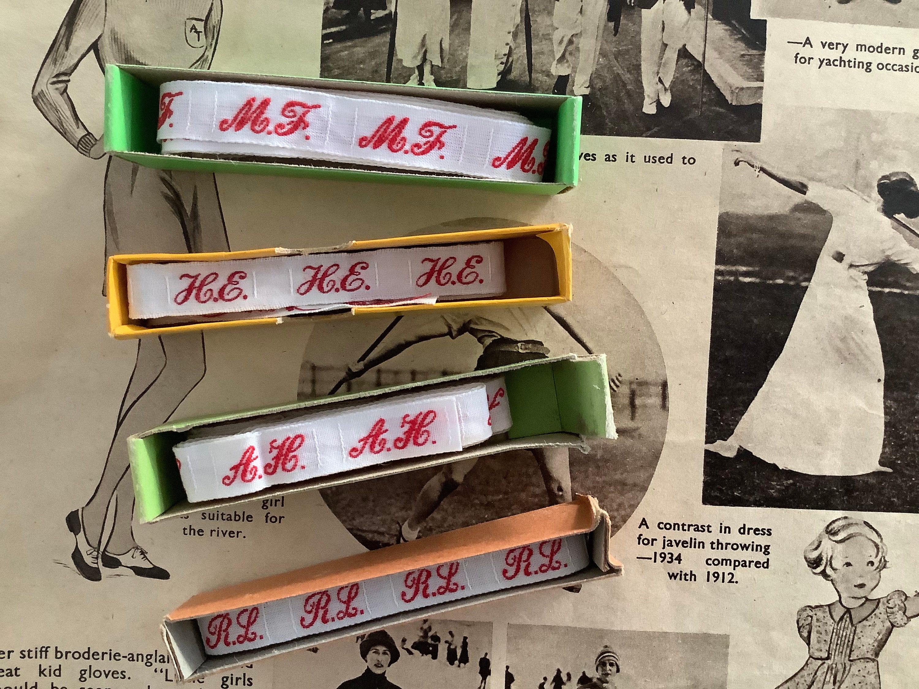 10 Labels Vintage French Laundry Labels Monograms Initials Etsy UK