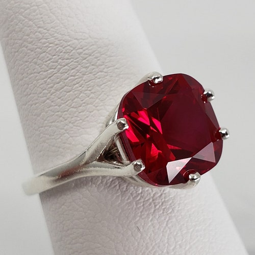 Lab Ruby Ring Princess Cut July Birthstone Solitaire Ring - Etsy