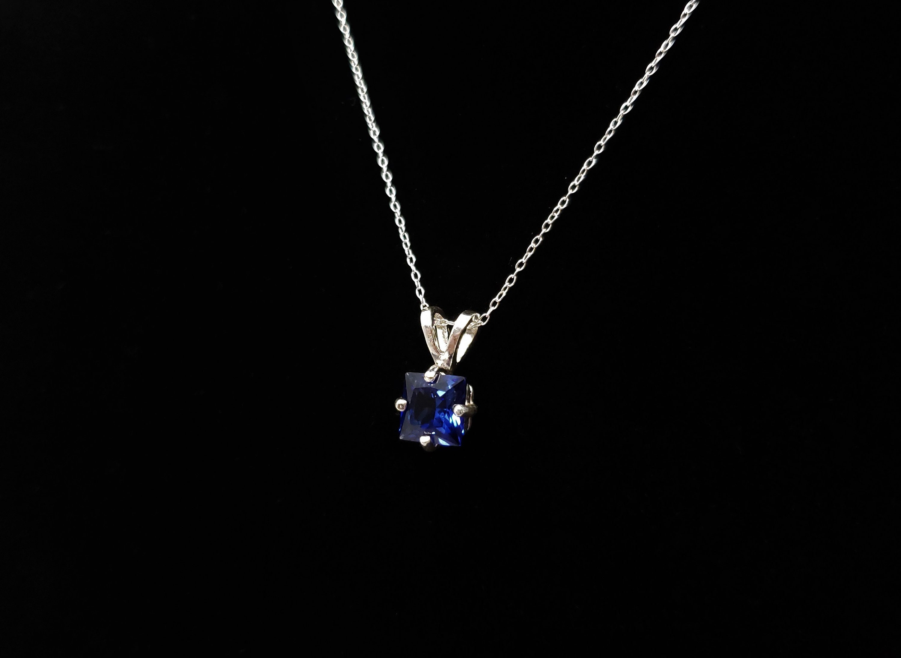 Sapphire Necklace Blue Sapphire | Etsy