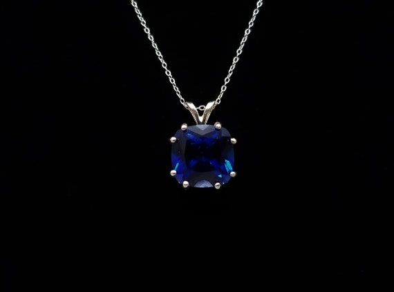 Sapphire Necklace Blue Sapphire Pendantsilvercushion8 | Etsy