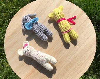 Mini trio AMIGURUMI crochet and storage bag