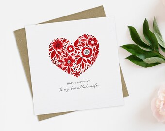 Wife Birthday Card, Birthday Card Wife, Happy Birthday To My Wife Card, Birthday Card For Her, Happy Birthday Card, Wife Birthday