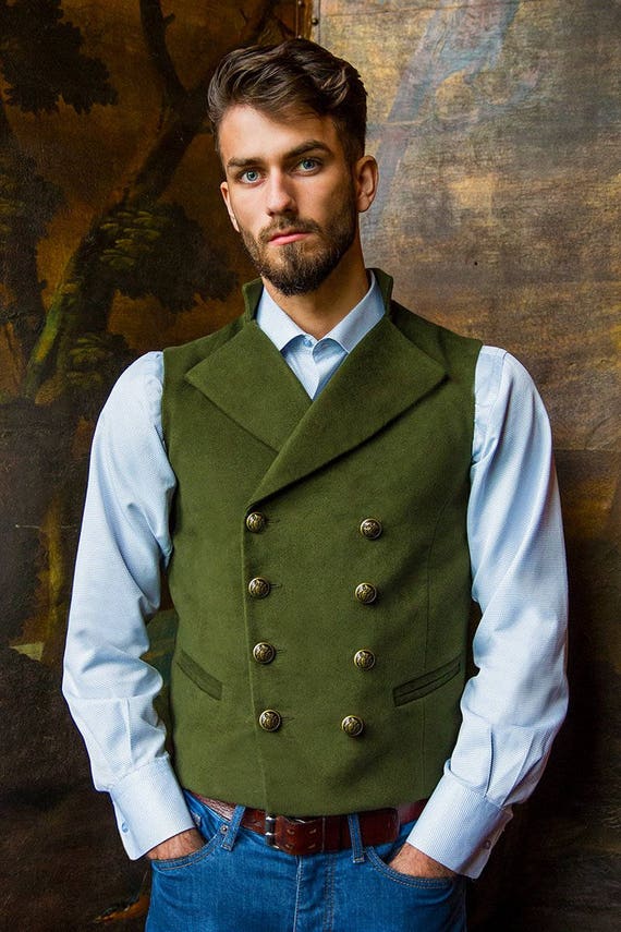Gentleman's Regency Waistcoat Bracken-Green Moleskin | Etsy