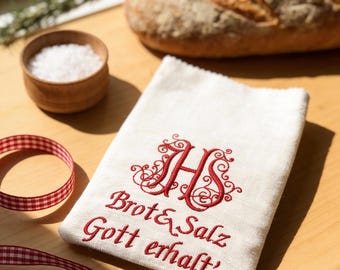 Besticktes Brot & Salz Säckchen IHS – Geschenk zum Einzug und zur Hochzeit – handgemacht in Österreich – Traditionell