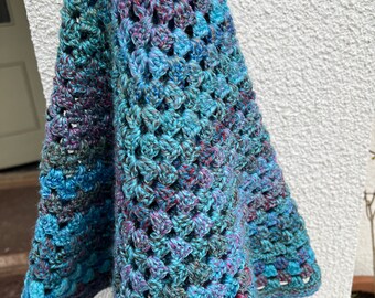 Blue mix soft chunky lap blanket /throw