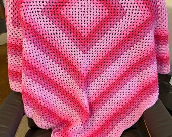 Pink granny square crochet blanket, pink mix Colourful crochet blanket , Pink granny square crochet blanket, granny square , lap blanket