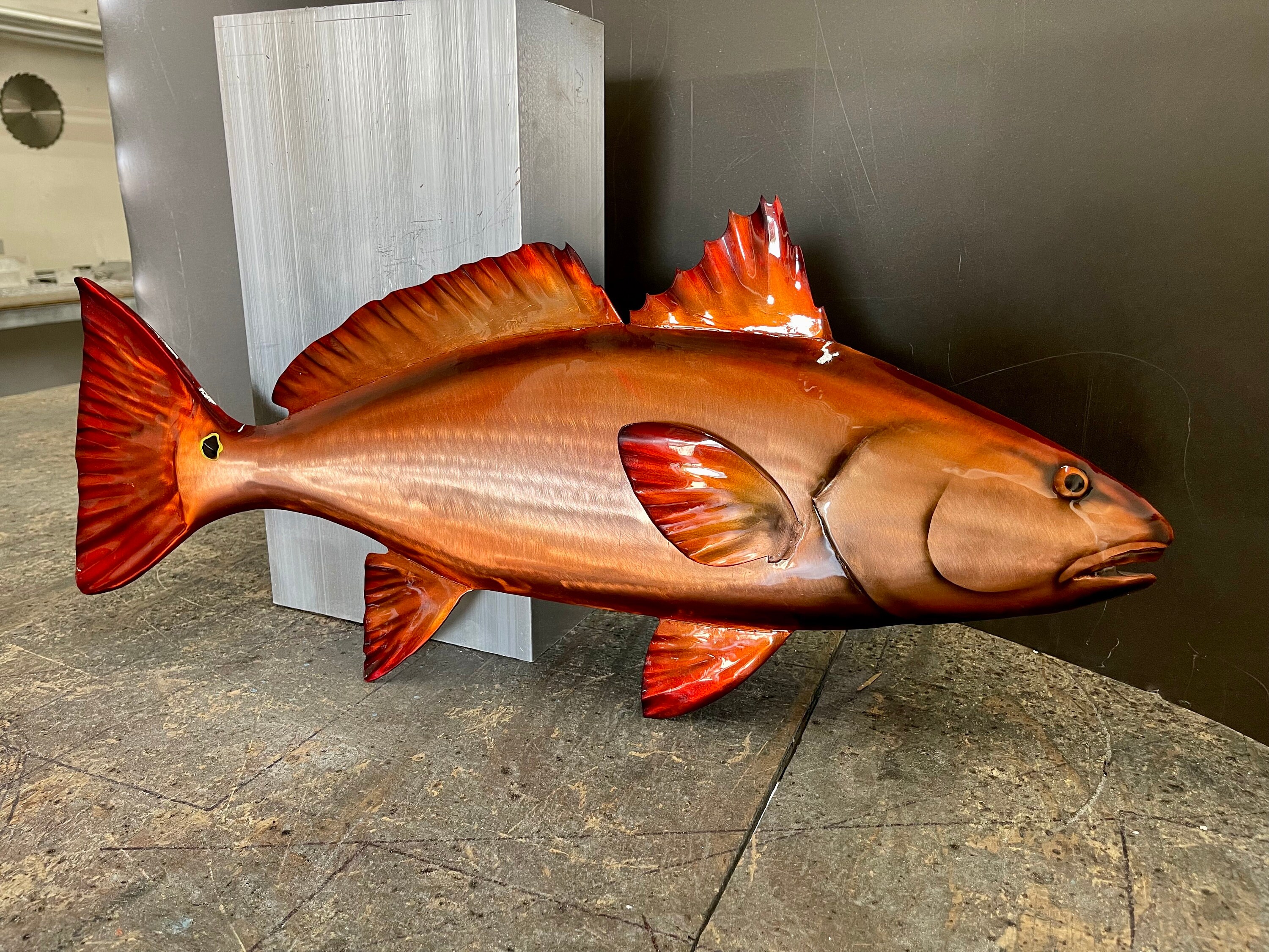 Metal Redfish Fish Wall Art Etsy