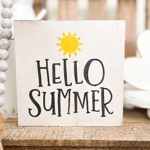 Plaque Hello Summer, décoration estivale, petite plaque estivale, décor de plateau à plusieurs niveaux