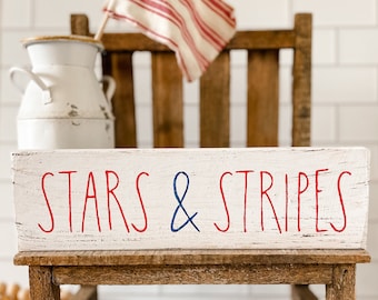 Summer Home Decor, 4th Of July Sign, Stars And Stripes, Shelf Sitter Sign