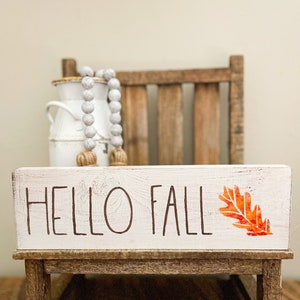 Hello Fall Wood Sign, Fall Home Decor, Shelf Sitter Sign, Tiered Tray Decor