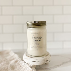 Bakery Candle, Zucchini Bread Scented, Wood Wick Soy Wax, Mason Jar Candles