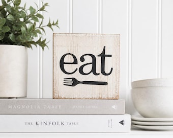 Eat Kitchen Sign | Farmhouse Wood | Mini Kitchen Shelf Decor