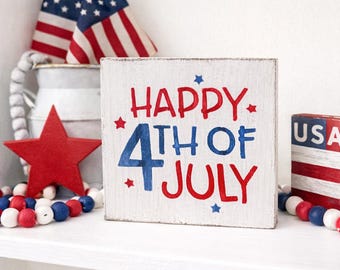 4th of July Mini Wood Sign | Patriotic Shelf Decor | Summer Home Decor