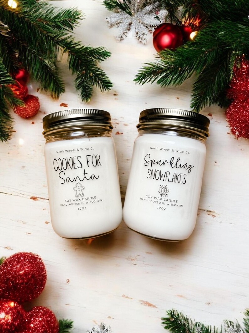 Christmas Candles, Housewarming Gift, Pick Two Candles, Soy Wax, Wooden