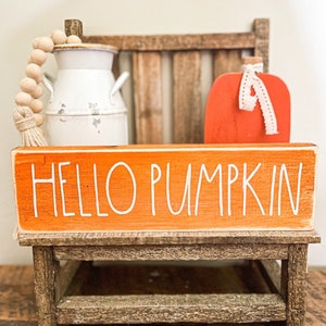Hello Pumpkin, Fall Decor, Fall Signs, Farmhouse Decor, Pumpkin Wood Sign