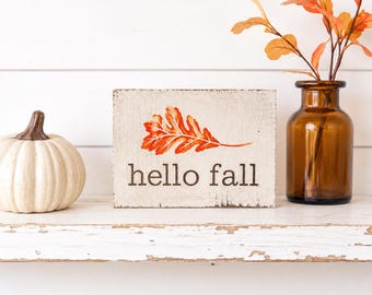 Hello Fall Mini Sign | Fall Tiered Tray Decor