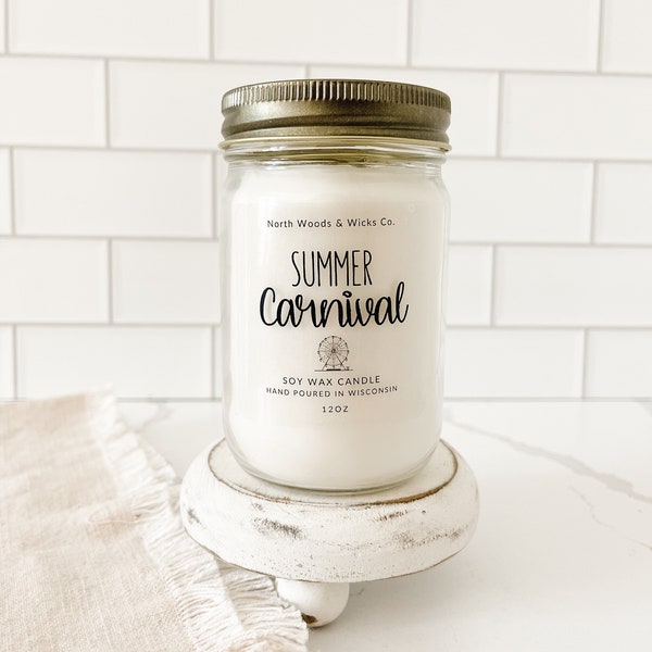 Summer Candles, Wooden Wick, Summer Carnival, Caramel Popcorn Candied Apples