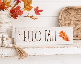 Hello Fall Wood Sign | Fall Shelf Decor | Autumn Decor