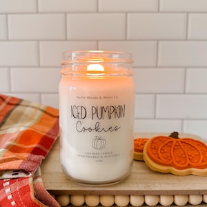 Iced Pumpkin Cookies Candle: Fall Scented Soy Wax Mason Jar