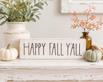 Happy Fall Y’all Wood Sign | Fall Shelf Decor | Rustic Autumn Sign