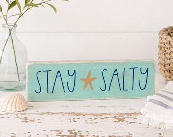 Stay Salty Beach Sign: Hand-Painted Farmhouse Decor