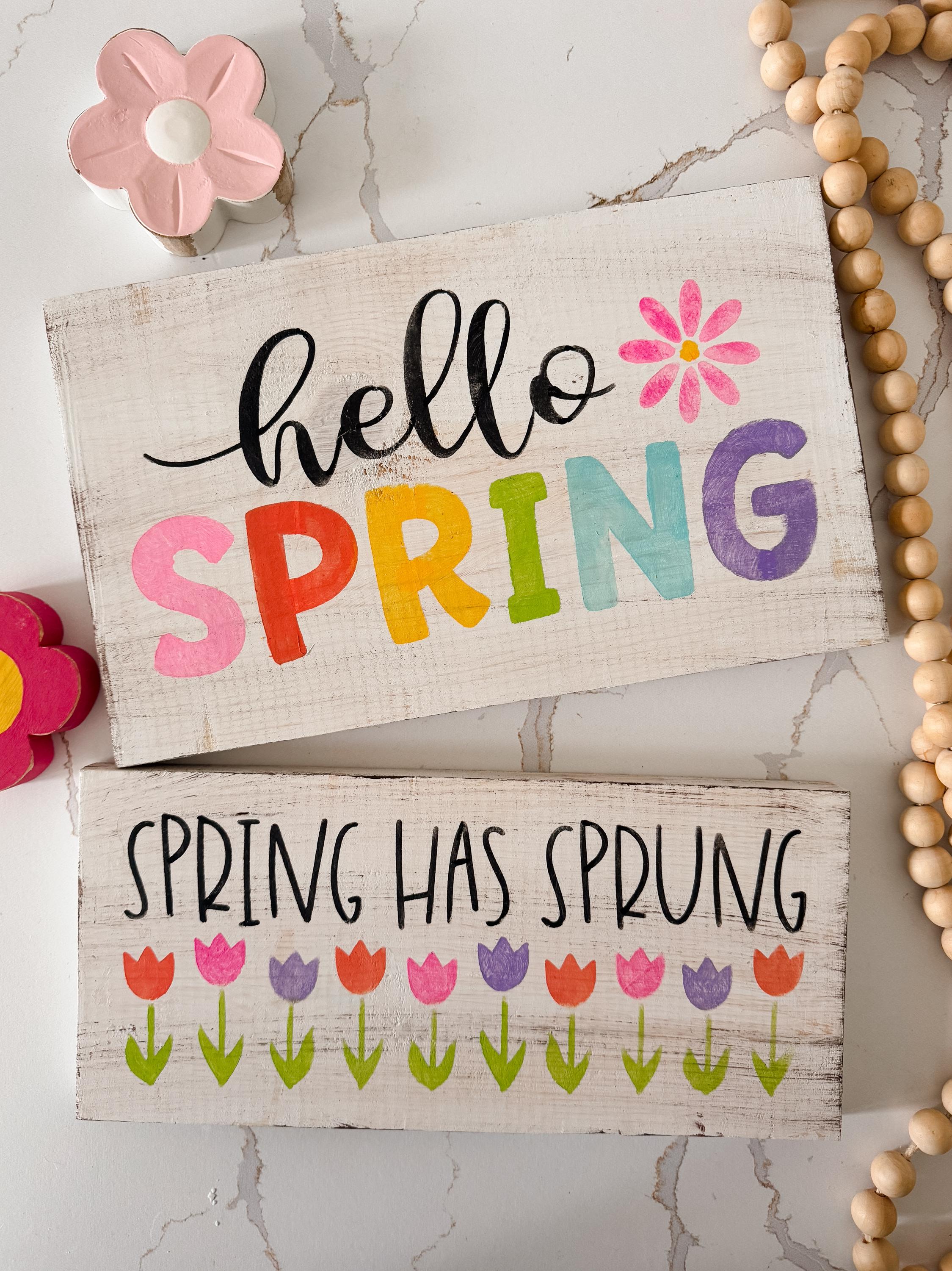 Hand Painted Hello Spring Wooden Sign, Farmhouse Decor (7.5” X 12”) - Etsy