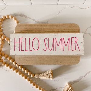 Plaque Hello Summer, décoration estivale, petite plaque en bois, plaque peinte à la main