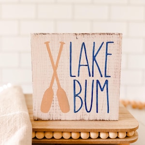 Lake Bum Wood Sign, Lake House Decor, Summer Signs, Cabin Decor, Lake Lover Gift, Tiered Tray Decor