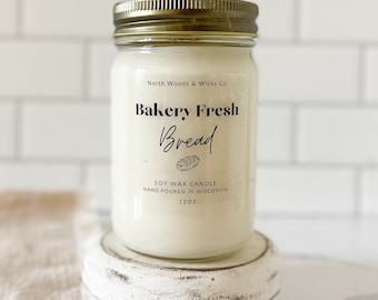 Bakery Fresh Bread, Bakery Candle, 12oz Candle, Wooden Wick