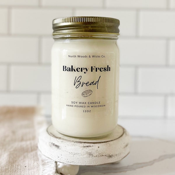 Bakery Fresh Bread, Bakery Candle, 12oz Candle, Wooden Wick