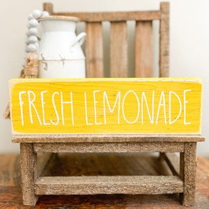 Letrero de limonada, decoración de verano para el hogar, pequeño letrero de madera, decoración para estantería