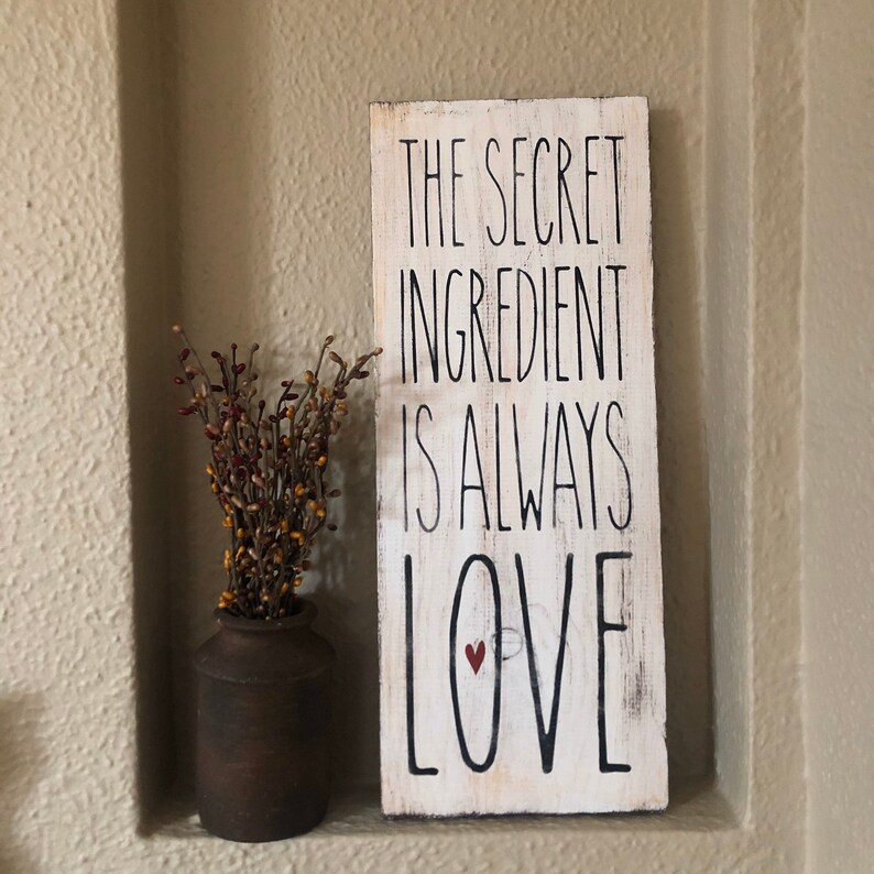 The Secret Ingredient Is Always Love Kitchen Sign Wood Etsy
