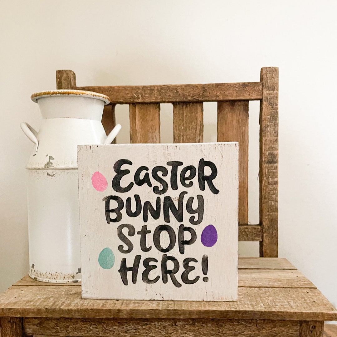 Easter Bunny Decor | Farmhouse Spring Wood Sign - Etsy