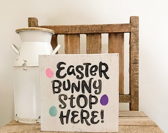 Easter Bunny Decor | Farmhouse Spring Wood Sign