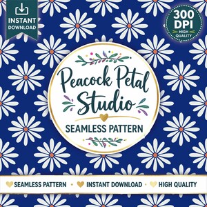 Download de padrão de repetição sem costura, margaridas para sublimação em PNG, estampa floral de primavera para roupas, design de tecido, download de padrão em alta, repetição digital.