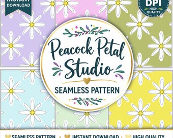 Daisy Floral Seamless Pattern Bundle (Digital Download)