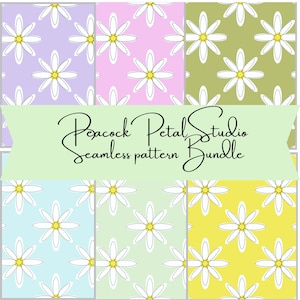 Daisy Seamless Pattern Bundle coordinating sublimation png trending repeat pattern download art print seamless repeat (Digital scrapbooking)