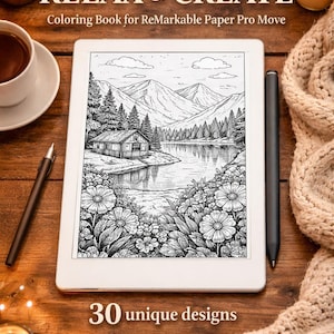 Ein schönes Ausmalbuch für ReMarkable Paper Pro Move. reMarkable Naturbuch mit floralen Mustern zur Entspannung und zum Stressabbau