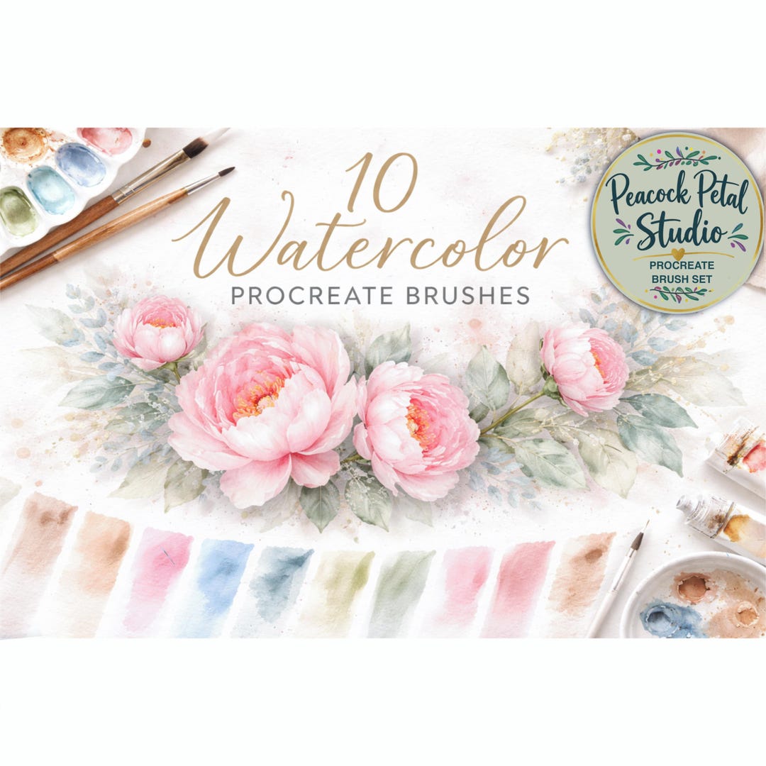 Realistic Watercolor Brushes Procreate – Digital Painting Kit (10 ...