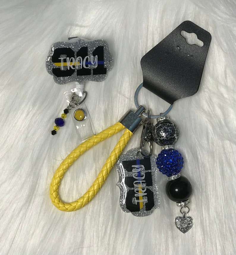 911 Badge Reel Dispatcher gift set 911 Keychain Communicator Badge Reel 911 Christmas gift Dispatcher Keychain Dispatcher Badge Reel