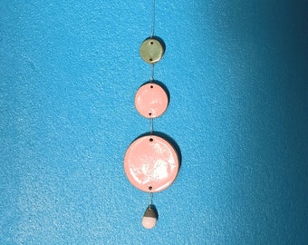 Ceramic wind chime pink grey frost-proof