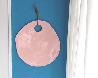 Ceramic board for hanging, plate in pink