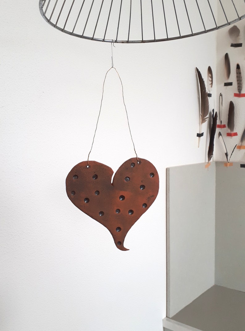 Handmade ceramic heart for hanging souvenirs for Mother/'s Day best friend