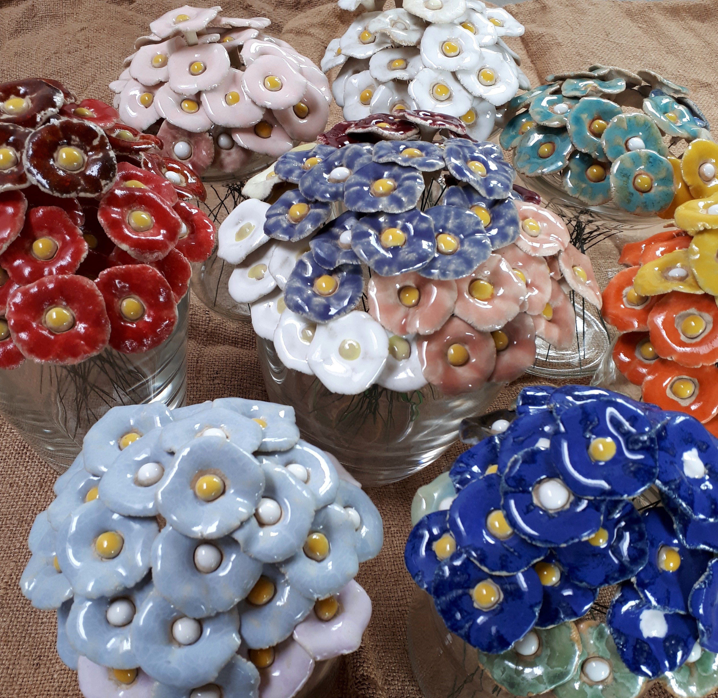 Keramik Blumen bunt 10 handgemachte Keramikblumen Etsy
