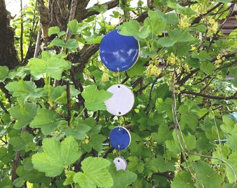 Ceramic wind chime blue purple