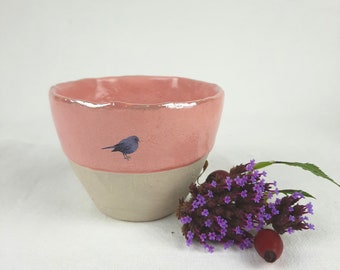 Ceramic mug large pink bird