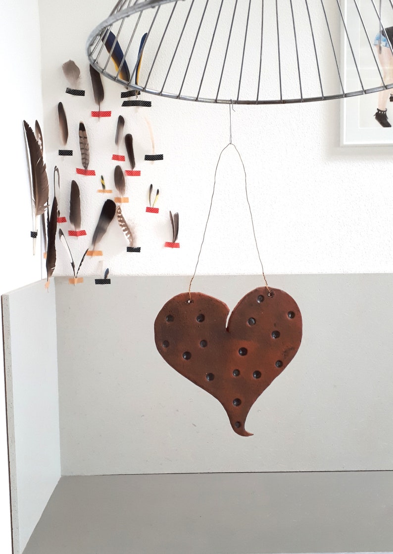 Handmade ceramic heart for hanging souvenirs for Mother/'s Day best friend